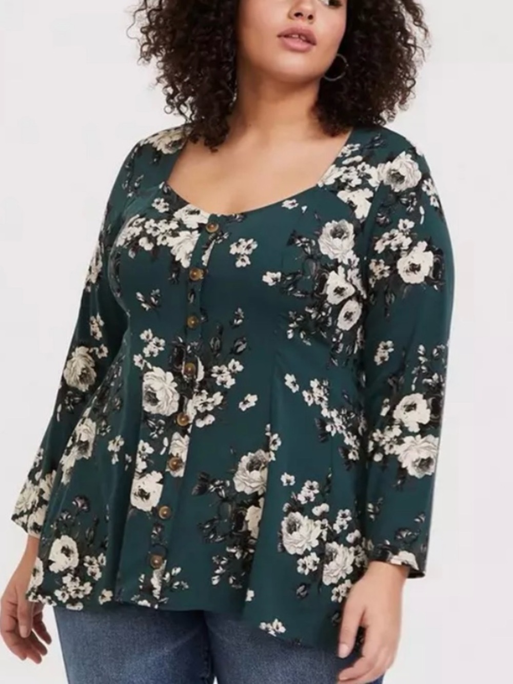 Torrid Women’s Dark Teal Fit and Flare  Challis Floral Top.  Size  2X